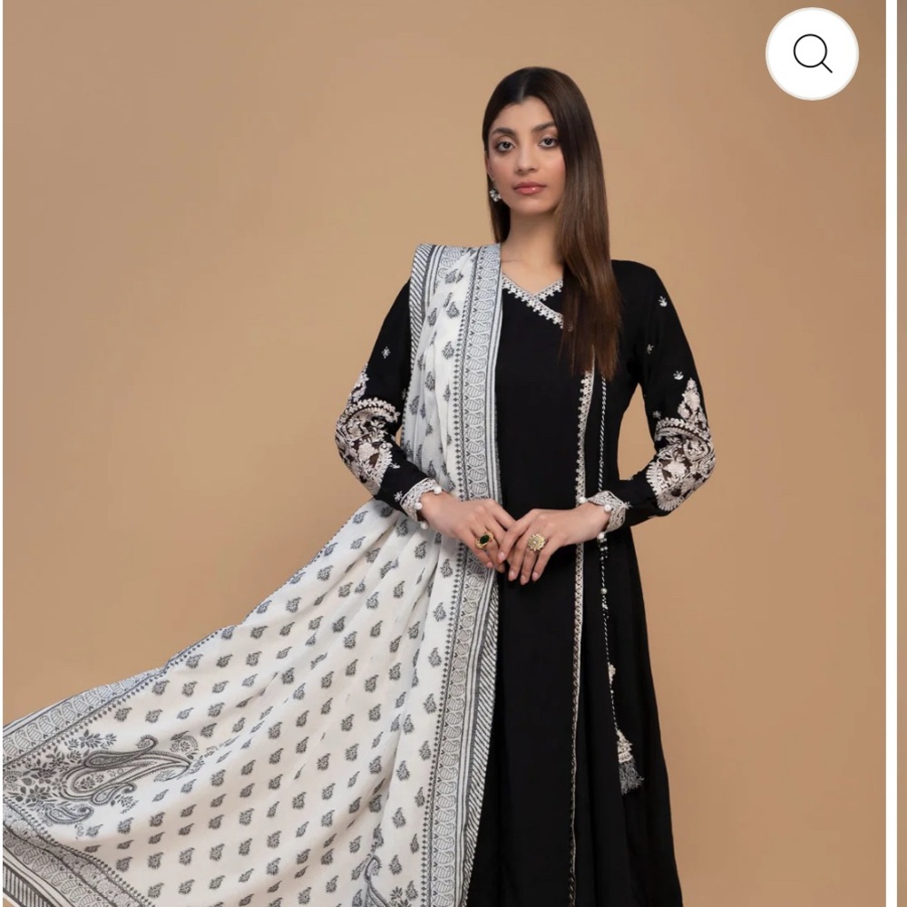 Black and White Embroidered Women's Dress